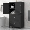 Bathroom Storage Cabinet, Cabinet With Two Doors And Drawers, Adjustable Shelf, Mdf Board, Black Black Mdf