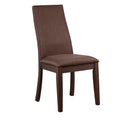 Upholstered Wooden Dining Side Chair, Brownset Of 2 Brown Wood Fabric