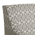 Fabric Upholstered Wooden Accent Chair With Trellis Pattern Design, Gray, White And Brown Grey Brown Wood Fabric