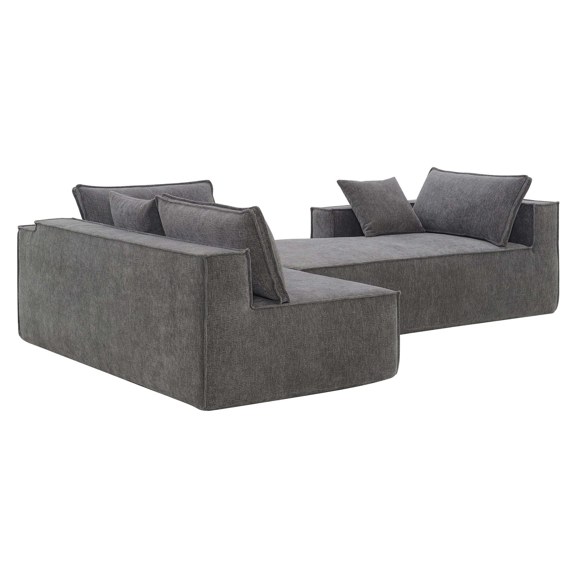 111.5*72"Minimalist Style Modular Sectional Sofa,Wrinkle Resistant Chenille Couch Set,L Shaped Sleeper Sofa Bed For Living Room,2 Pic Free Combination,No Assembly Require,3 Colors Gray Chenille 4 Seat