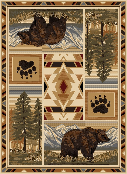 Woodland Gc Rst5301 Multi 5 Ft. 3 In. X 7 Ft. 3 In. Lodge Area Rug Cream Polypropylene