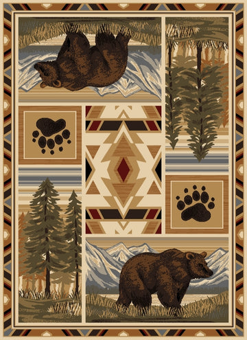 Woodland Gc Rst5301 Multi 7 Ft. 10 In. X 10 Ft. 3 In. Lodge Area Rug Cream Polypropylene