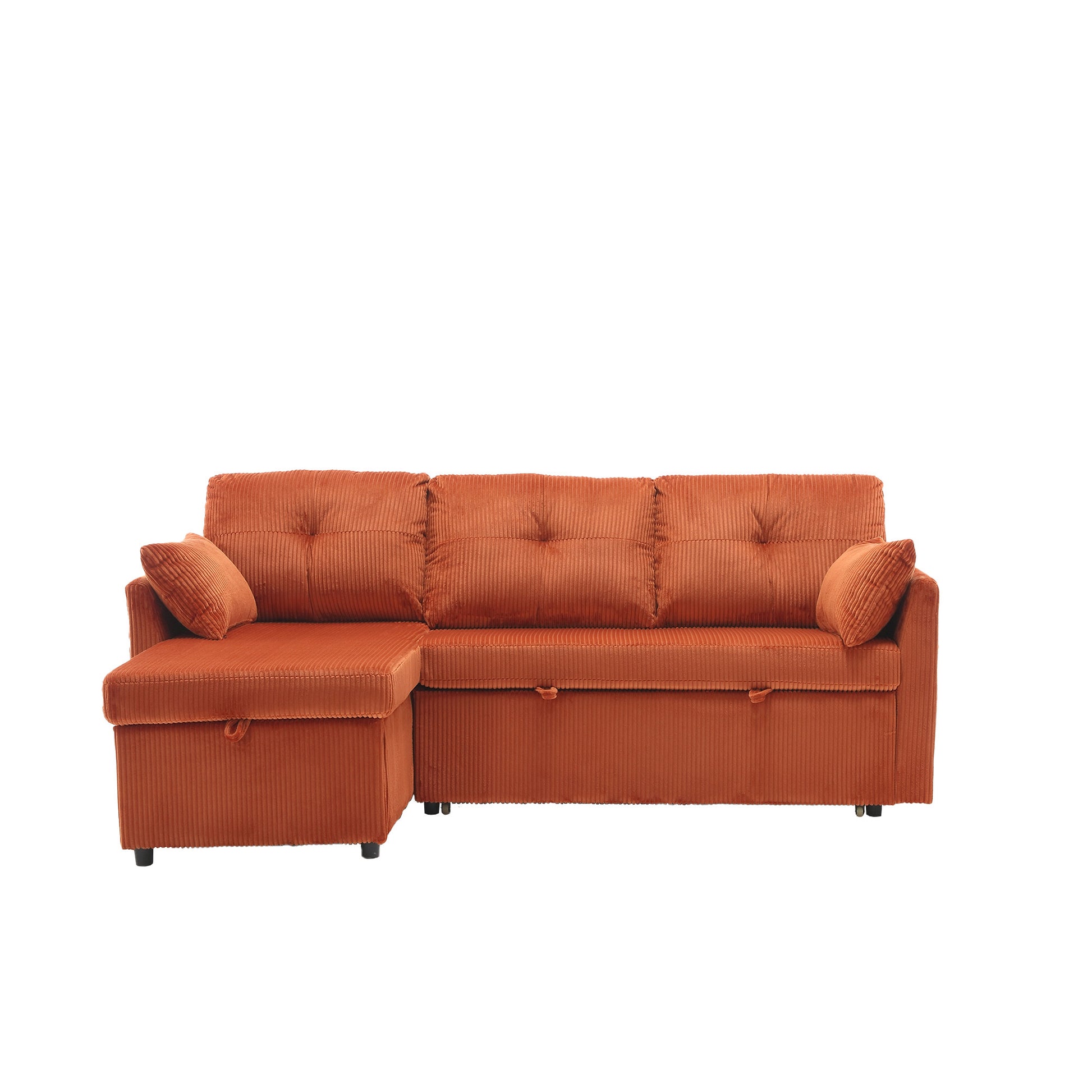 United We Win Furniture, Modular L Shaped Sofa, Modular Long Sofa With Reversible Chaise Lounge, Sofa Bed, Sleeper Sofa, Modular Sofa Combination With Storage Seats. Orange Velvet 3 Seat