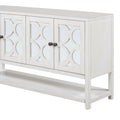 Elegant Retro Console Table Storage Cabinet Sideboard With Mirrored Doors, Spacious Shelves, And Durable Acacia Wood Legs Perfect For Living Room, Dining Room, Or Entryway Antique White Antique White Primary Living Space Solid Wood Mdf