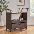 Corona Bar Cart - Brown Pe Rattan Iron