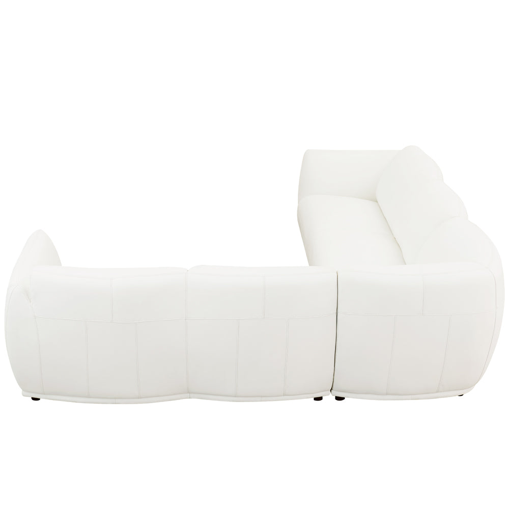 Moon Leather Sectional White Memory Foam Genuine Leather 5 Seat