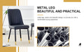 1 Table And 8 Chairs. A Rectangular Dining Table With A White Imitation Marble Tabletop And Black Metal Legs. Paired With 8 Chairs, Equipped With Pu Leather Seat Cushions And Black Metal Legs. F 1538 Black Glass Metal