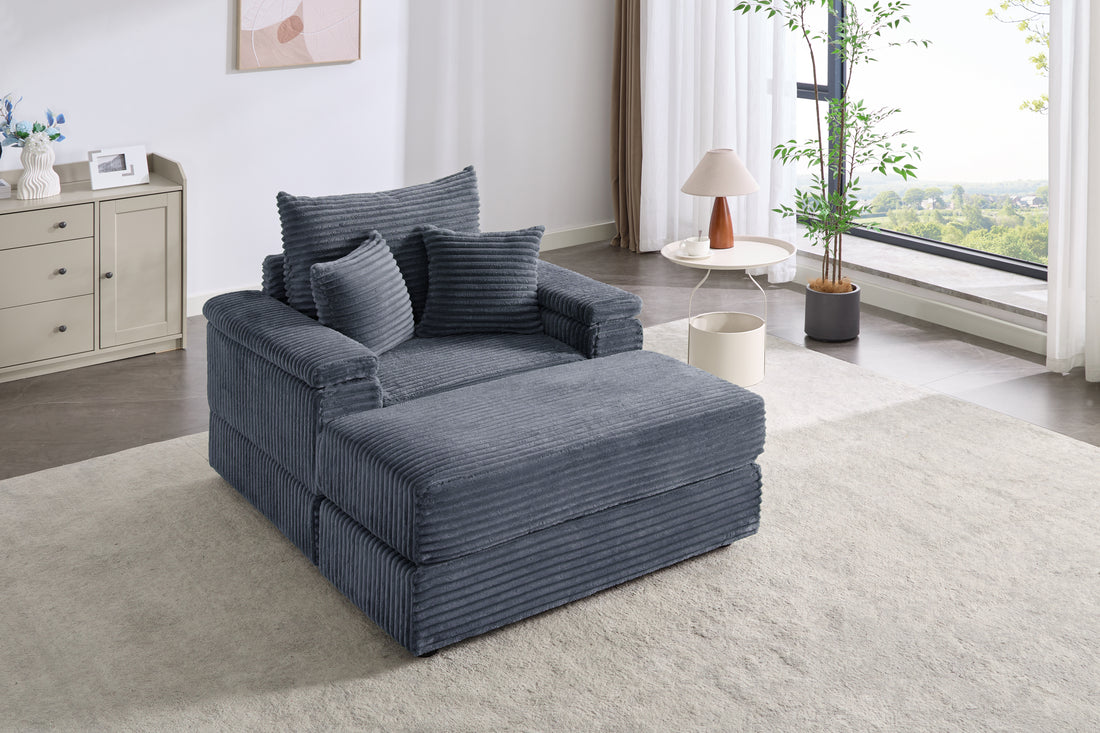 Sofa With Storage Footrest Gray Plywood 1 Seat