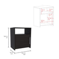 Nightstand Cuarzz, One Cabinet, Black Wengue Finish Black Particle Board