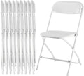 10 Pcs Folding Chair Plastic, Foldable Stackable Portable Seat With Metal Frame 330Lb Capacity, Outdoor Indoor Commercial For Party, Wedding, Event, Office, Patio, Picnic, Kitchen, White White