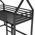 Twin Over Twin House Bunk Bed With Built In Ladder,Black Twin Black Metal