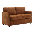 United Modern Chenille Fabric Loveseat, 2 Seat Upholstered Loveseat Sofa Modern Couch Brown Chenille 2 Seat