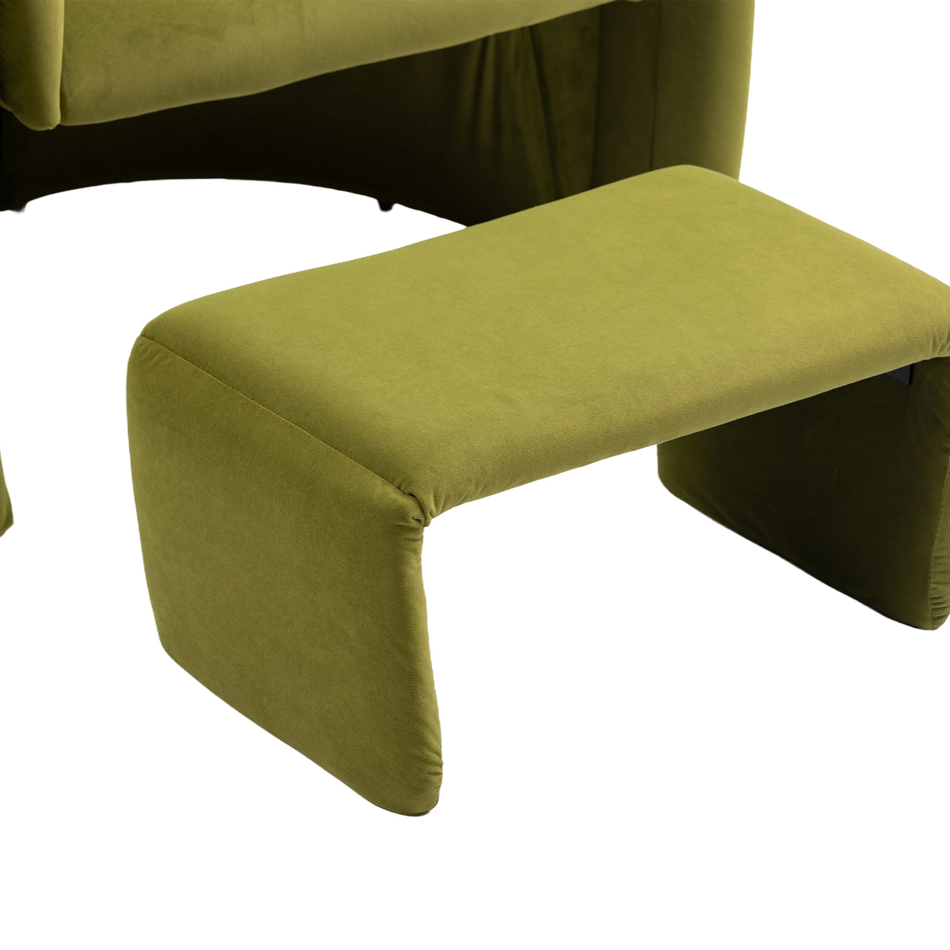 Coolmore Accent Chair With Ottoman, Mid Century Modern Barrel Chair Upholstered Club Tub Round Arms Chair For Living Room Bedroom Office Olive Green Velvet Olive Green Foam Velvet