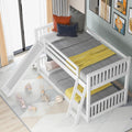 Twin Over Twin Bunk Bed With Convertible Slide And Ladder, White Old Sku: Sm000213 Box Spring Not Required Twin White Wood Bedroom Bunk Pine