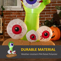 Homcom 4Ft Halloween Inflatables Outdoor Decorations Monster Hand Grasping Bloodshot Eyeballs, Blow Up Led Yard Decor For Garden, Lawn, Party, Holiday, Waterproof Green Polyester