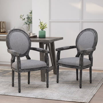 Dining Chair Mp2 Set Of 2 Grey Wood Fabric