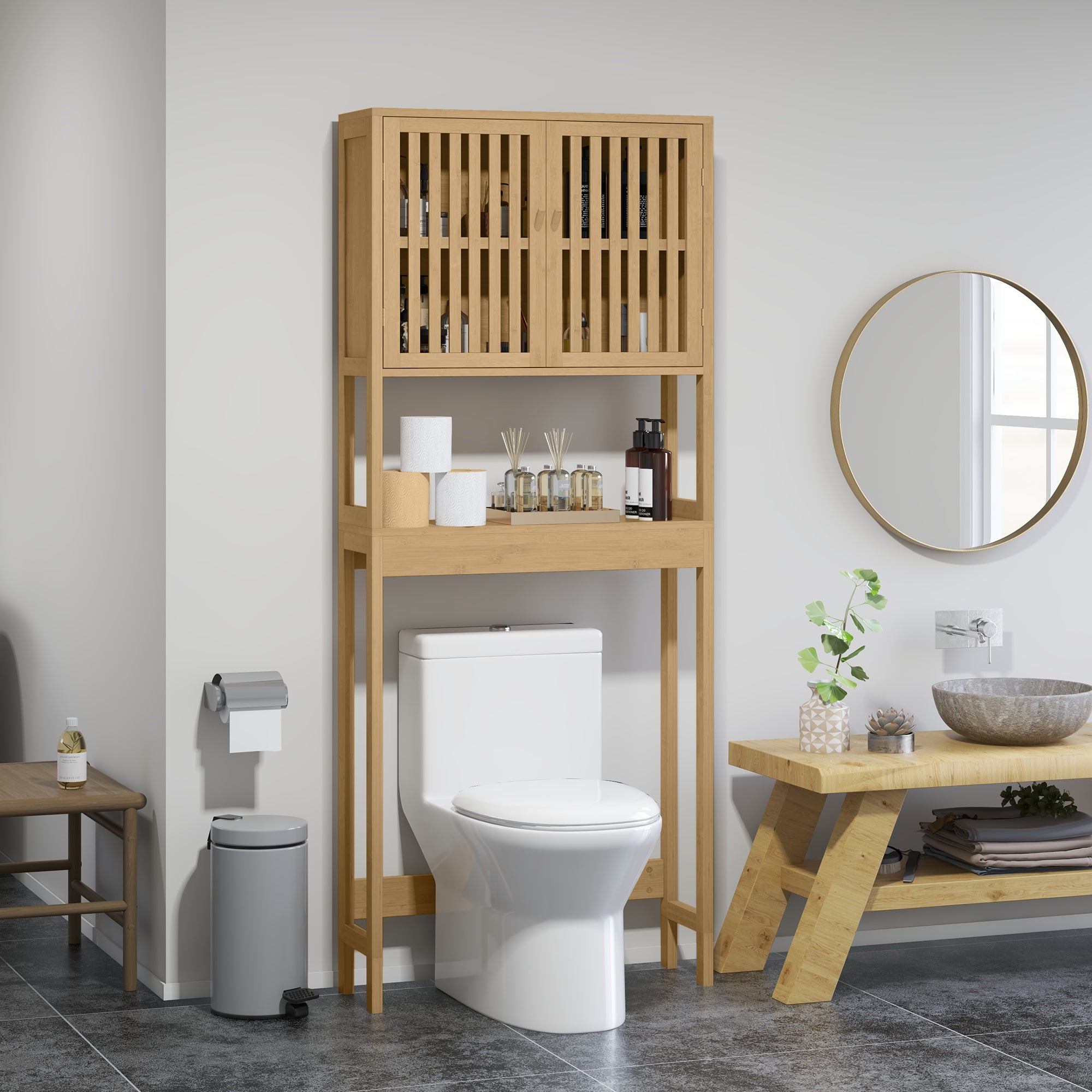 HomCom Over The Toilet Storage Cabinet - Thumbnail 3