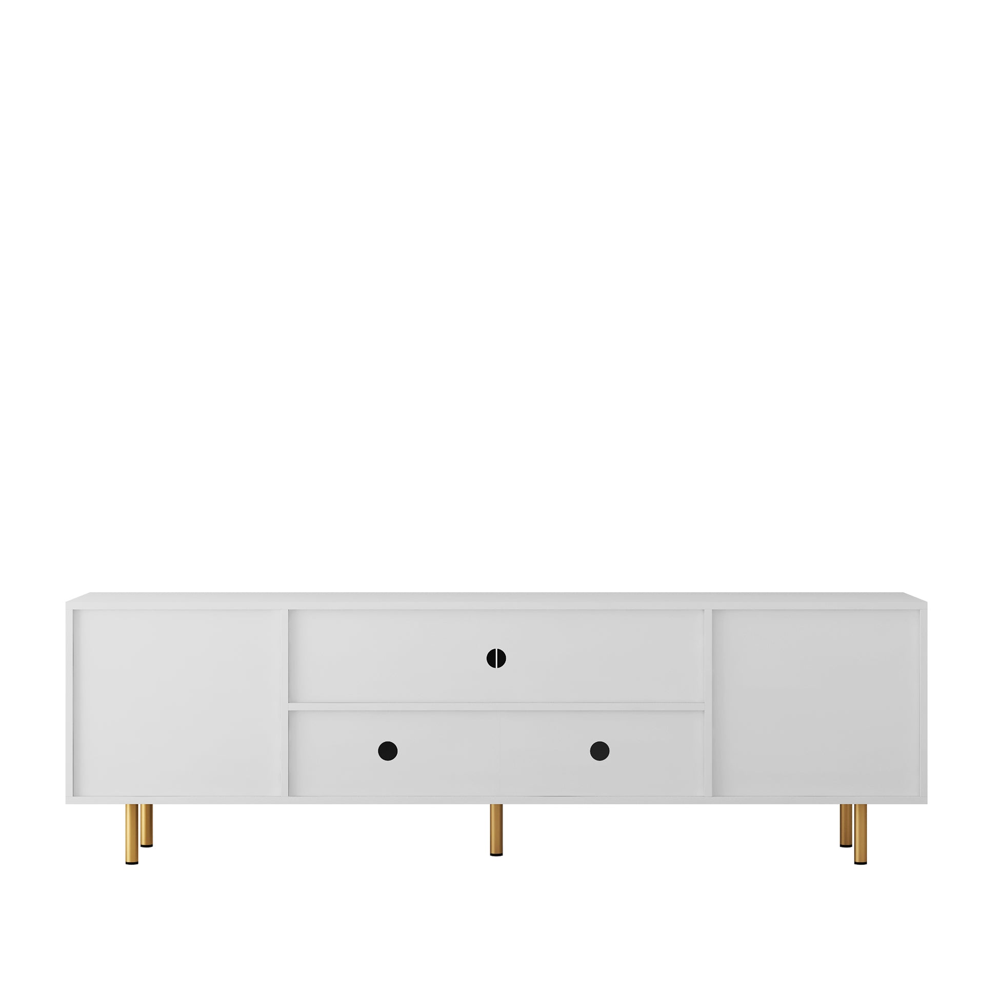 White Modern Tv Stand Fluted 68" With Power Outlet, Entertainment Center With Storage Doors, Tv Console Media Cabinet, For 55 Inch Tv, Living Room White 70 79 Inches Mdf