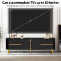 Tv Stand For Tvs Up To 80 Inches, Modern Entertainment Center Media Console With 4 Drawers And 1 Spacious Cabinet For Living Room, Black Black 70 79 Inches Mdf