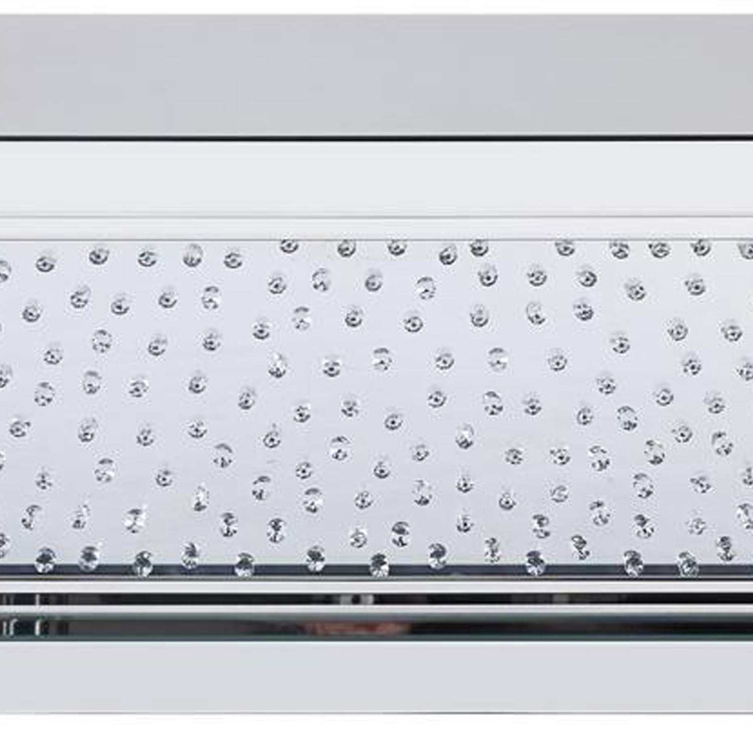 Wood And Mirror Coffee Table With Faux Crystal Inlays, Clear Clear Wood