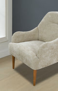 Chenille Armchair, Modern Style Accent Chair With Wood Legs, Comfy Design For Living Room, Bedroom, Office, Light Grey Gray Foam Wood Fabric