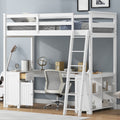 Twin Size Loft Bed With U Shaped Desk, Drawers And Storage Shelves, White Box Spring Not Required Twin White Wood Bedroom Solid Wood Mdf