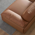 147.24'' Oversied Modern Sectional Curved Shaped Sofa Couch For Living Room,Upholstered 5 Seat Sofa Eco Leather Couch Set ,Brown Brown Leather 5 Seat