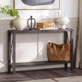 Farmhouse Metal X Entry Table With Lower Shelf Sable Grey Gray Mdf