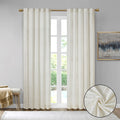 Room Darkening Metallic Printed Poly Velvet Rod Pocket Back Tab Window Panel Pair White Polyester