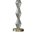 Ruth 30 Inch Accent Table Lamp, Glass Diamond Pedestal Base, White, Gold White Gold Glass Metal