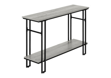 Accent Table, Console, Entryway, Narrow, Sofa, Living Room, Bedroom, Grey Laminate, Black Metal, Contemporary, Modern Grey Metal