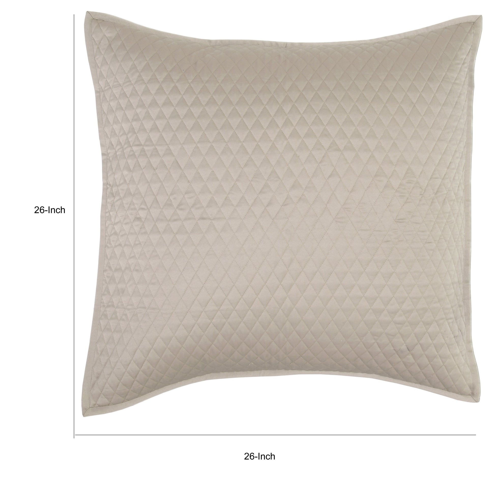 Kahn 26 Inch Hand Stitched Soft Sateen Euro Pillow Sham, Cotton Fill Brown Brown Fabric