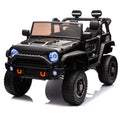 24V Two Seater Kids Ride On Truck Car W Parents Control,200W*2,Seat Width 20.28In,Four Wheel Suspension,Led Lights,Music,Mp3,Bluetooth,Two Independent Seat Belts,Suitable For Off Road For Kids Aged 3 Black 100 149 Lbs Polypropylene