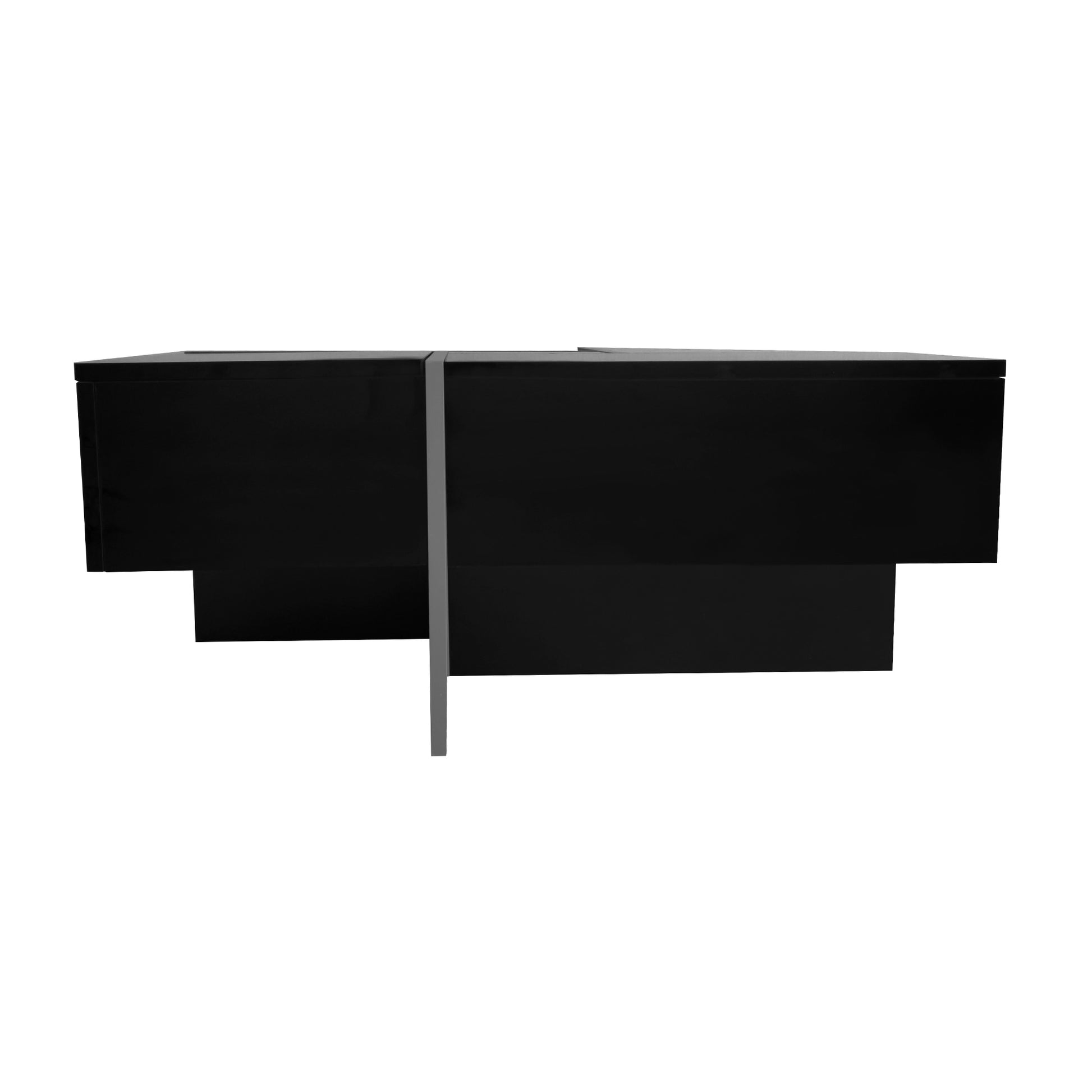 Unique Design Coffee Table With 4 Hidden Storage Compartments, Square Cocktail Table With Extendable Sliding Tabletop, Uv High Gloss Design Center Table For Living Room, 31.5"X 31.5" Black Soft Close Drawers Primary Living Space Freestanding Square