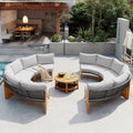 6 Person Outdoor Seating Group With Cushions And A Coffee Table Gray Acacia Wood