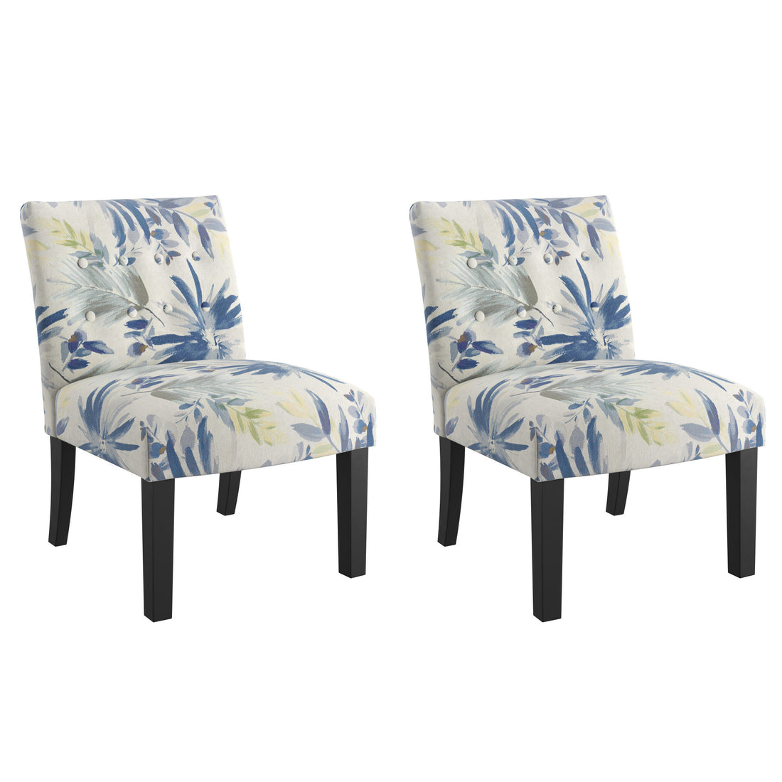 Verma Blue Floral Accent Chair Blue Foam Engineered Wood