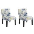 Verma Blue Floral Accent Chair Blue Foam Engineered Wood