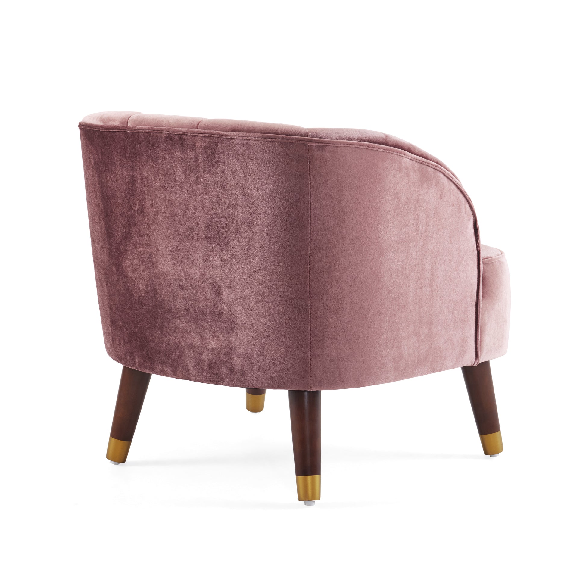 Upholstered Barrel Accent Chair With Wooden Legs Blush Rubberwood Velvet