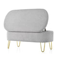 Oval Storage Bench For Living Room Bedroom End Of Bed, Upholstered Storage Ottoman Entryway Bench With Metal Legs,Grey Wood Primary Living Space Solid Grey Pine With Storage Grey Polyester Polyester Or Polyester Blend Backless Modern Oval Flip Top
