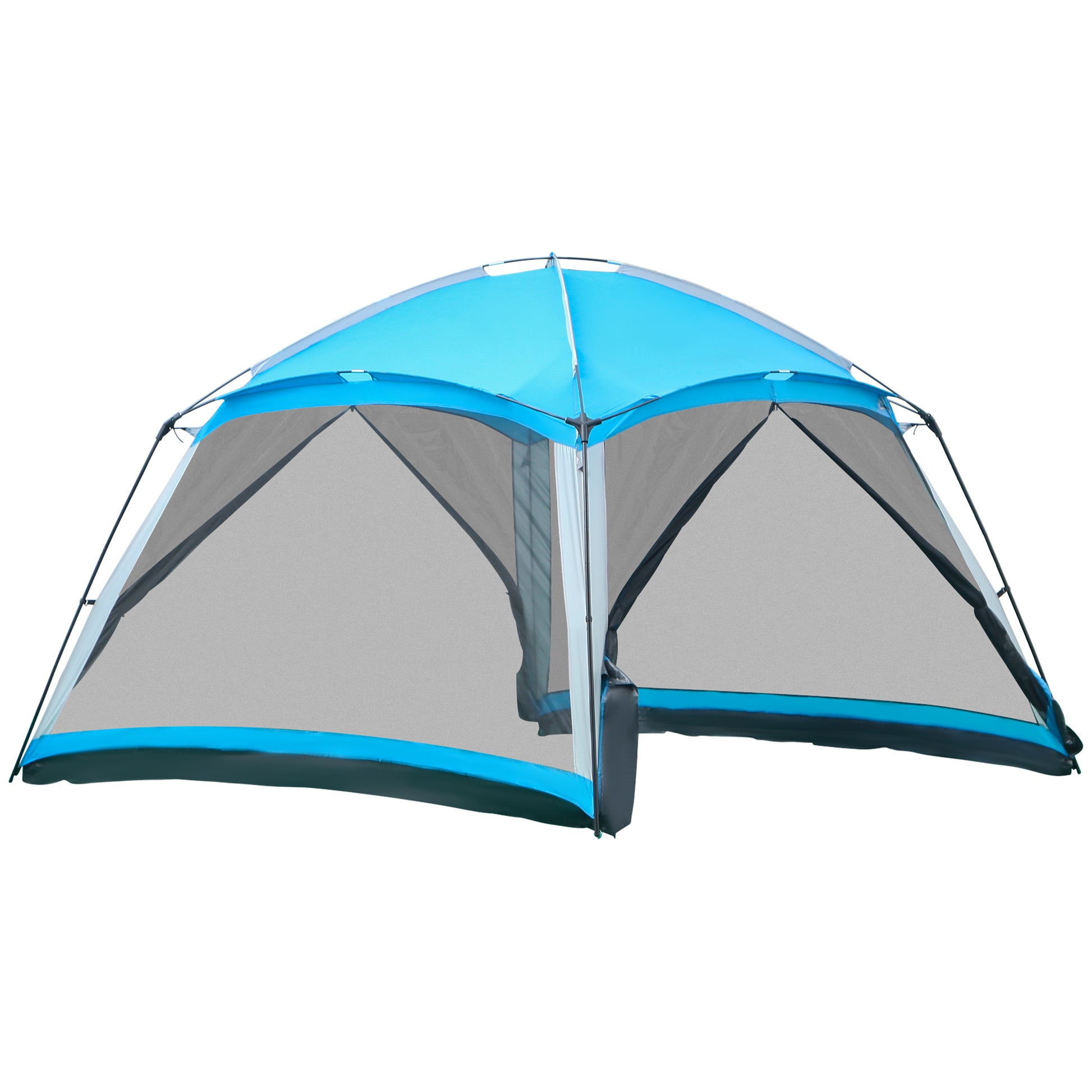 Outsunny 12' X 12' Screen House Room, 8 Person Camping Tent W Carry Bag And 4 Mesh Walls For Hiking, Backpacking, And Traveling, Easy Set Up, Sky Blue Blue Polyester