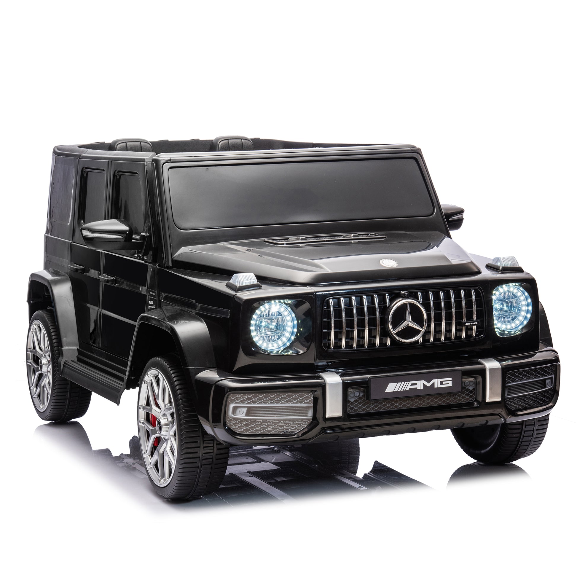 24V 2 Seater Kids Ride On Car Licensed Mercedes Benz G63 Powerful 4Wd For Kids Ages 3 8, With 7Ah Big Battery, Remote Control, Soft Braking, 4 Wheel Suspension, Led Headlight & Music,Black Black Polyethylene