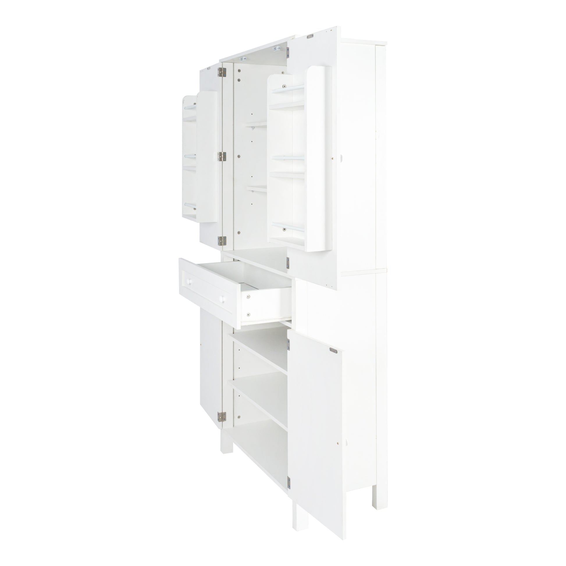 70.87" Tall Kitchen Pantry, Storage Cabinetkitchen Cabinetdrawer And Adjustable Shelves, For Kitchen, Dining Room, White White Particle Board Mdf