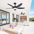 48 Inch Ceiling Fan With Dimmable Led Light And Remote Control, 5 Abs Blades Dc Motor Black Black Abs