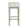 Transitional White Faux Leather Seat 29 Inch Pub Height Stools Set Of 2, White Finish Solid Wood Frame White White Dining Room Transitional Solid Wood