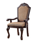 Chateau De Ville Arm Chair Set 2 , Fabric & Espresso 64078A Espresso Upholstered