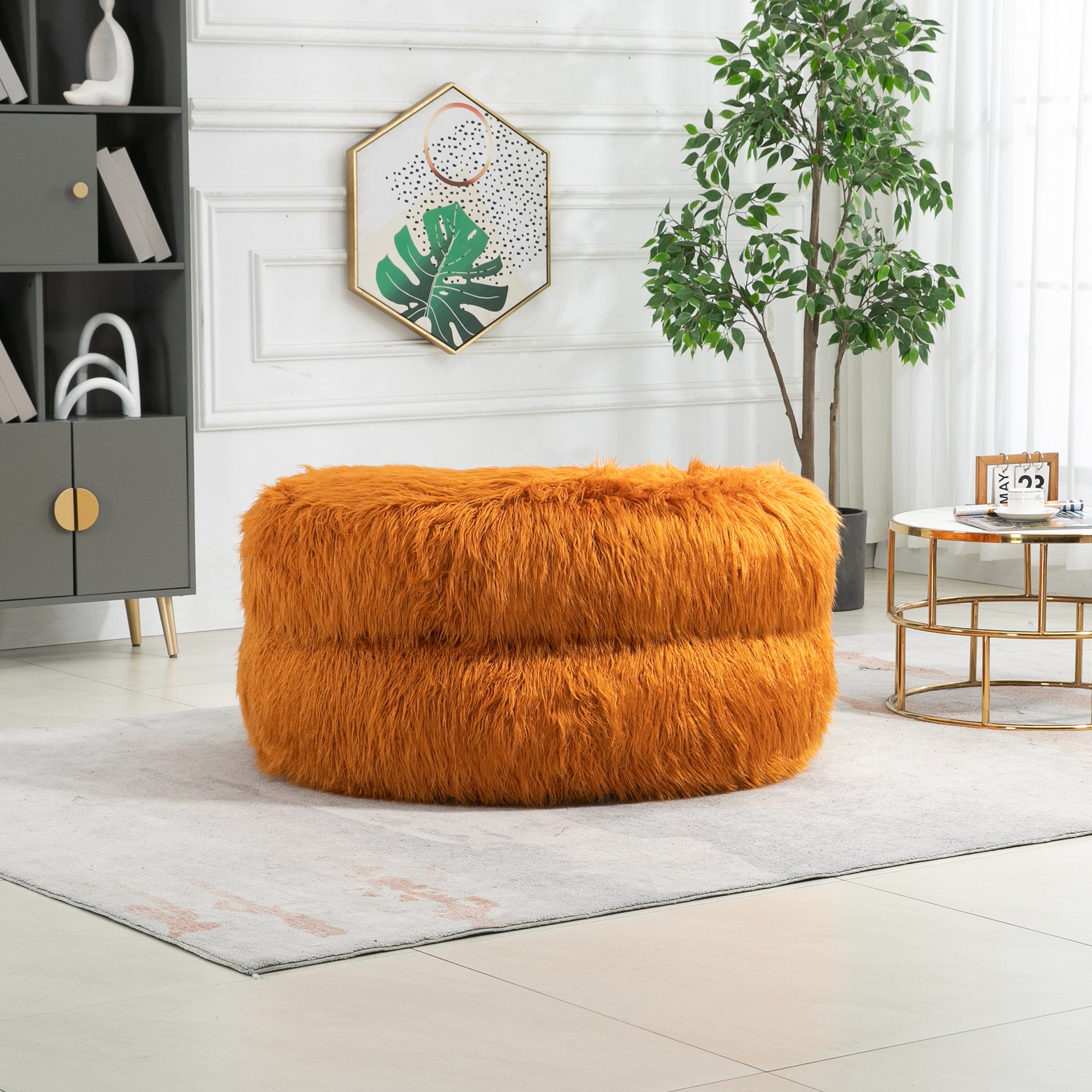 Coolmore Bean Bag Chair, Floor Sofa With Handle,Accent Sofa Chair With Ottoman For Gaming Reading Relaxing Orange Orange Foam Plush