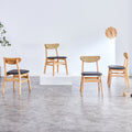 4 The Stylish And Durable Solid Wood Dining Chair, Small Curved Back, Pu Cushion, And Beautiful Shape Match Perfectly With Any Room And Everyday Use Wood Set Of 4 Or More Rubber Wood