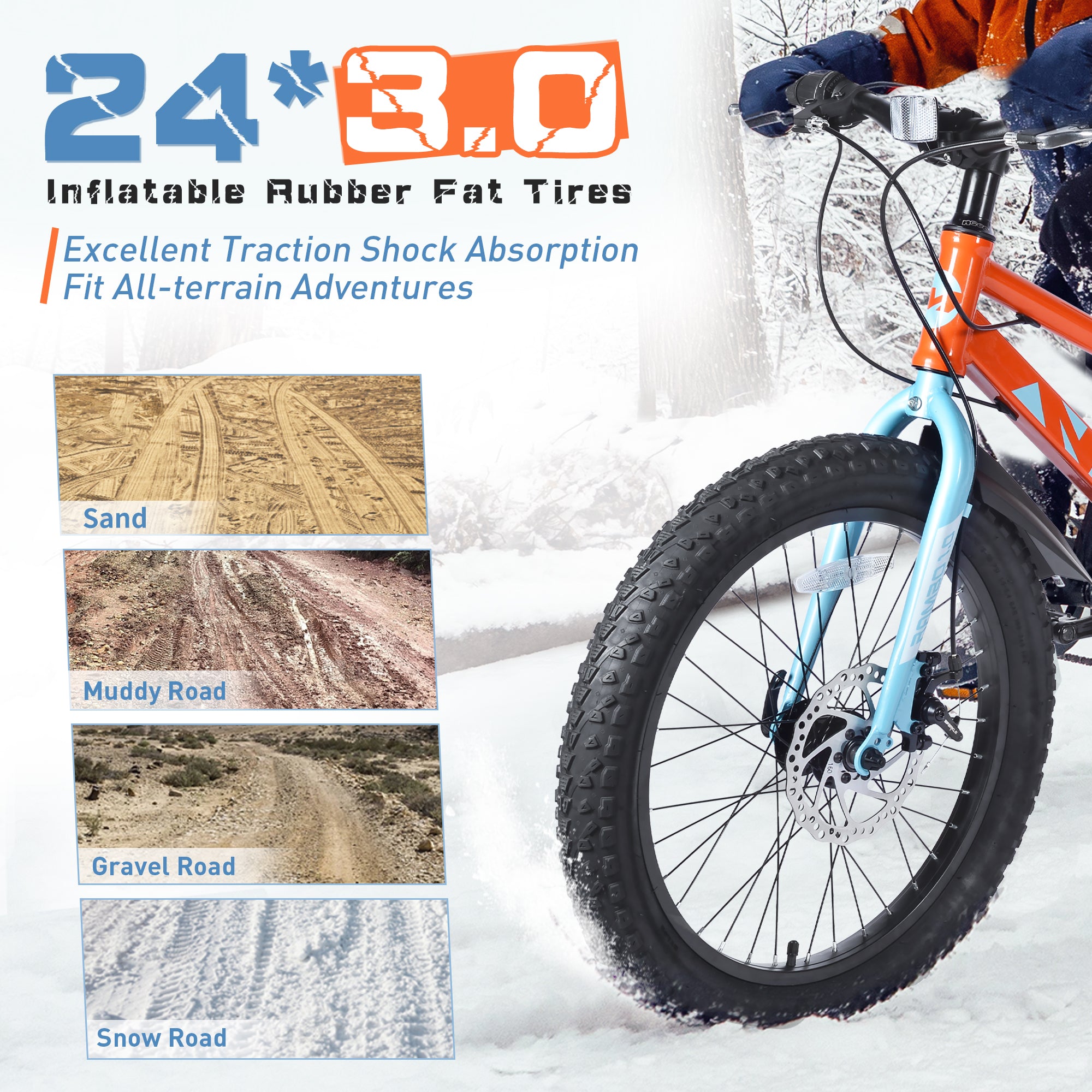 24 Inch Bicyclesfat Tire Mountain Bike For Boys And Girls Age 10 Years