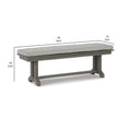 Vrai 54 Inch Outdoor Bench, Gray Wood Frame, Trestle Base, Cushioned Seat Gray Hdpe