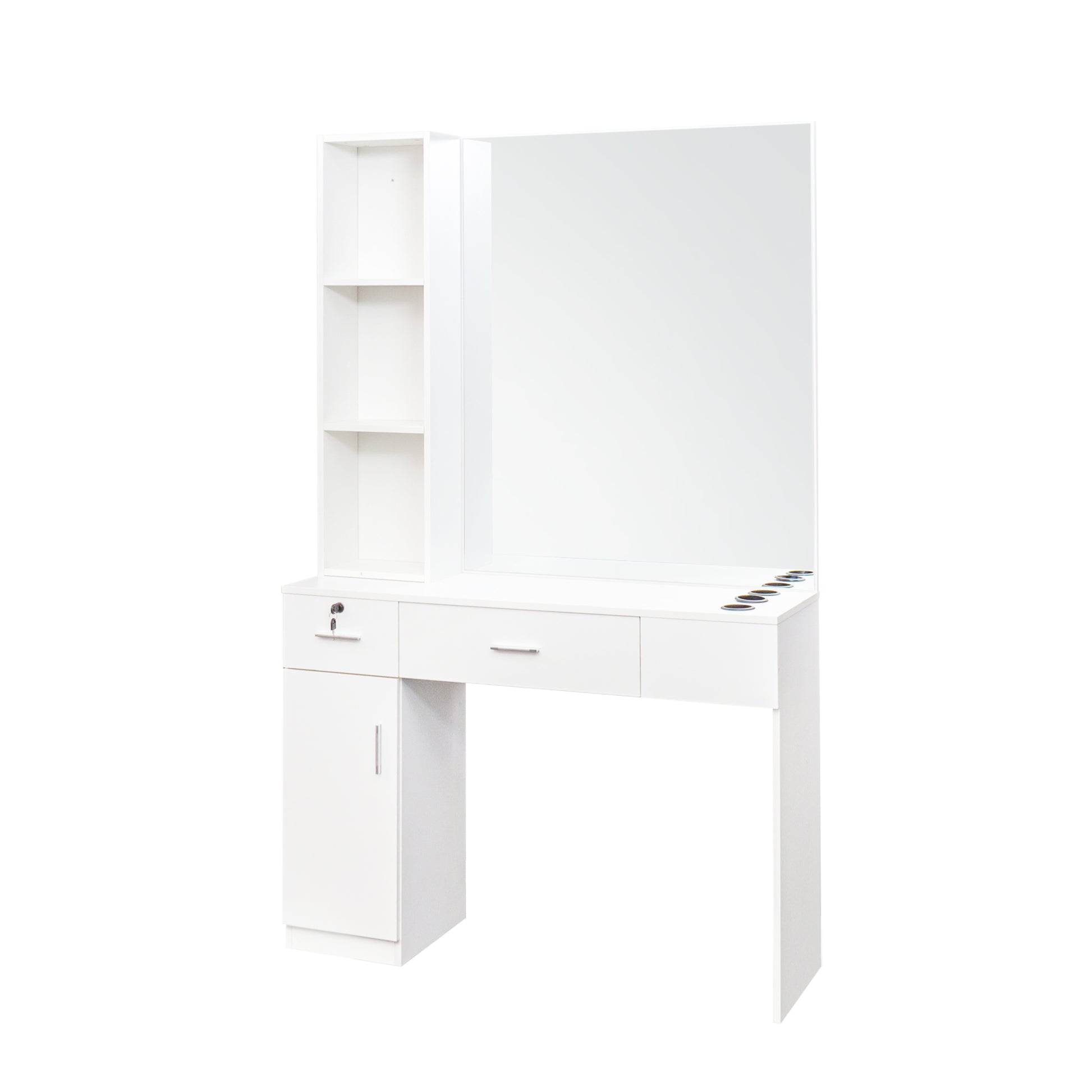 Salon Station Barber Stations Styling Station Barber Beauty Spa Salon Equipment Set With Mirror White Mdf